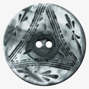 Button With Triangle And Floral Design, Grey - Circle #4134711