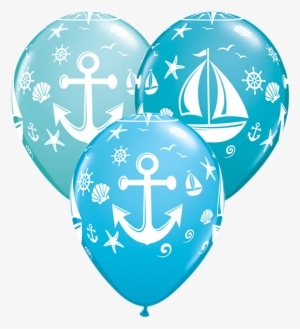 11" Nautical Sailboat & Anchor Latex Balloons - Sailboat & Anchor - 11 Inch Balloons 25pcs #4134970