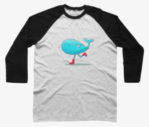 Skating Whale Baseball Tee - T-shirt #4135165