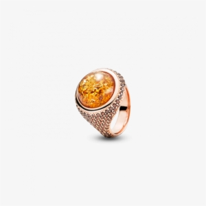Rose Gold Silver Ring With Amber - Amber #4135614