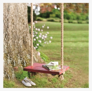 This Swing Has Been Given A Distressed Paint Job To - Plow & Hearth Rope Tree Swing #4135618