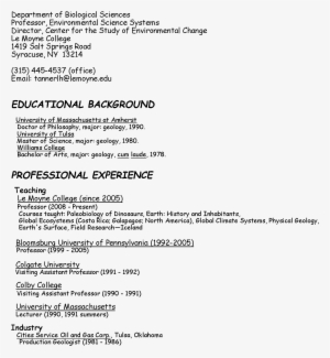 Department Of Biological Sciences Professor, - Le Moyne College #4138846