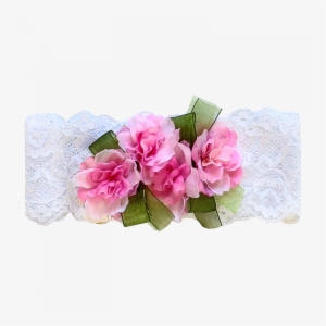 Headband In Lace With Flowers And Ribbons - Lace #4140751