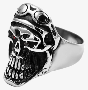 Red Eyed Biker Skull Ring #4141313