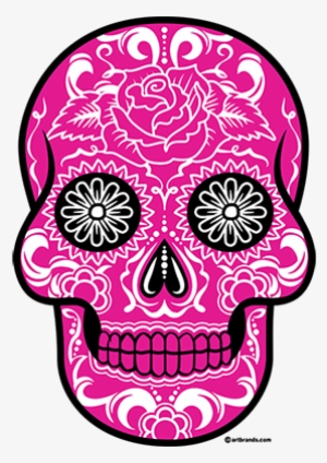 Ladies Pink Sugar Skull Burnout V-neck #4141746