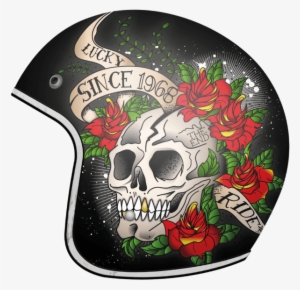 Mt Le Mans Skull & Roses Motorcycle Helmet Black - Mt Le Mans Helmet #4141775