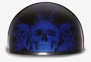 Daytona Skull Cap W/ Skull Flames Blue Helmet Bike - Virtuous Circle #4141890
