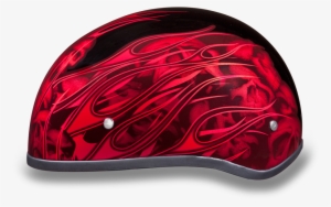 D - O - T - Daytona Skull Cap- W/ Multi Skull Flames - Daytona Red Multi Flames Skull Cap Half Helmet #4142184