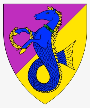 Per Bend Sinister Purpure And Or, A Seahorse Rampant - Heraldry #4143430 Per Bend Sinister Purpure And Or, A Seahorse Rampant - Heraldry #4143430