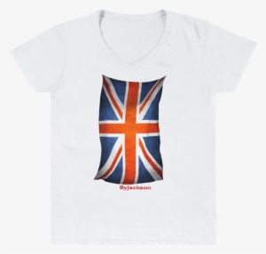 United Kingdom Flag Women's Casual V-neck Shirt Byjackson - Flag #4145257
