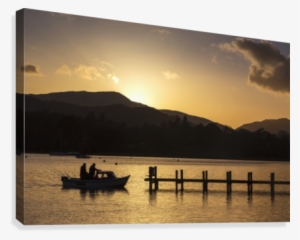 Silhouette Of Fishermen In A Boat Arriving At A Dock - Boat On Lake Sunset #4146866