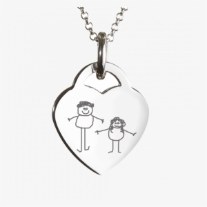Personalised Necklace - Engraved Childrens Drawing Heart Necklace #4147944