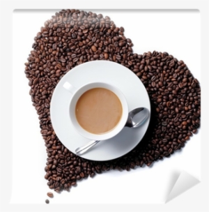 Top View Of Coffee Cup With Heart Shaped Coffee Beans - Coffee Bean Love Png #4148212