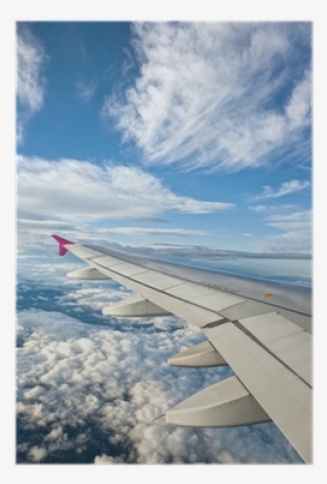 Airplane Wing Against Blue Sky And Clouds Poster • - Chmury Z Samolotu #4149442