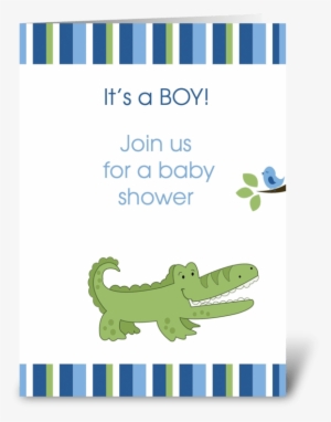 Alligator It's A Boy Baby Shower Card Greeting Card - Cutest Green Alligator Luggage Tag #4150306