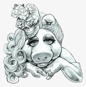 Misspiggy Piggy Pig Muppets Tattoo Blackandwhite - Miss Piggy Pin Up #4151325