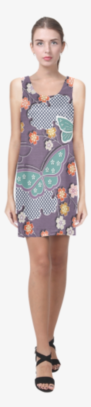 Butterflies, Clouds And Flowers On Purple Beautiful - Dress #4152381