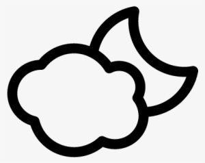 Cloud And Crescent Moon Outline Vector - Climate Icon #4152921