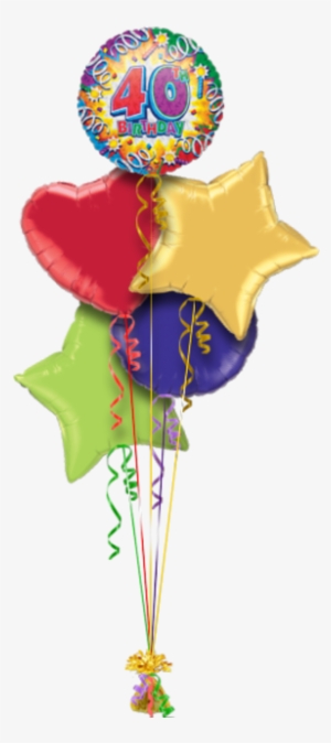 40th Birthday Ribbons And Candles Special Age Balloon - Birthday Explosion 40th Foil Balloon 46cm Uninflated #4153004