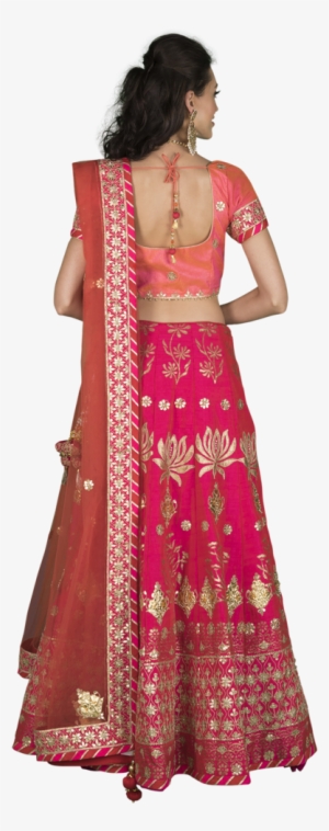 Hot Pink Lotus Motif Gota Lehenga - Party Wear Kurti Design #4158704