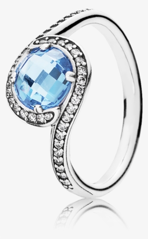 Radiant Embellishment, Sky-blue Crystal & Clear Cz - Radiant Embellishment Pandora Ring #4159730