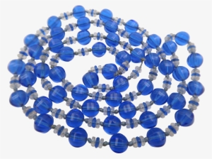 Vintage Czech Blue Crystal Glass Flapper Necklace #4160038