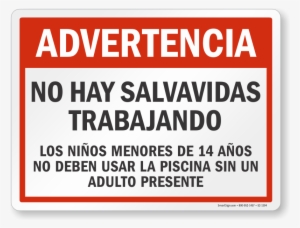Spanish No Lifeguard On Duty Sign #4160568