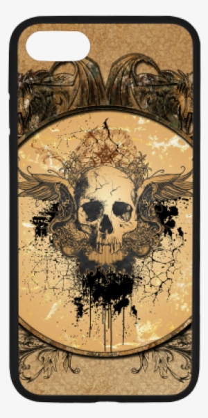 Awesome Skull With Wings And Grunge Rubber Case For - Awesome Skull With Wings Oval Ornament #4162018