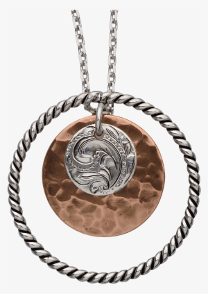 Hand Twisted Rope Circle W/ Engraved Silver And Hammered #4162140 Hand Twisted Rope Circle W/ Engraved Silver And Hammered #4162140