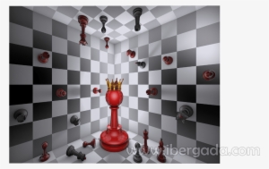Cuadro Diseño Blanco Y Negro - Chess Red With Crown #4164749