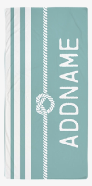 Custom Mint White Rope Stripes Beach Towel - Navy Blue White Stripe Personalized Beach Towel #4164824