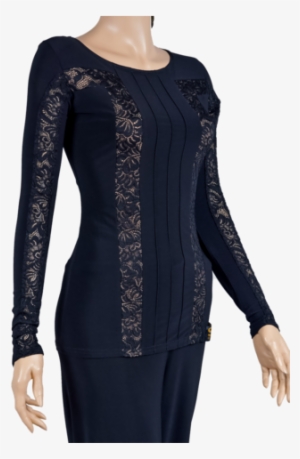 Long Sleeve Lace Design Blouse - Lace #4165035