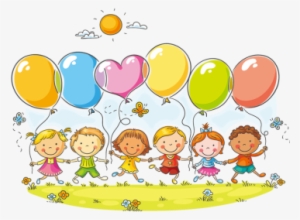 Royalty Free Download Children With Balloons Clipart - Addison Has Fun Anytime, Anywhere Coloring Book #4167084