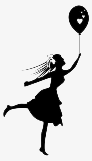 Children Vector And Balloons - Girl In Sunset Painting #4167159