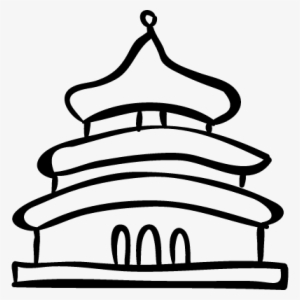 Building Of Oriental Architecture Style Hand Drawn - Architecture #4167251