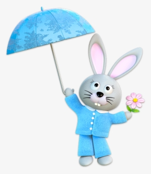 Stickers For Kids - Stickers Effet 3d- Lapin Parapluie #4169301