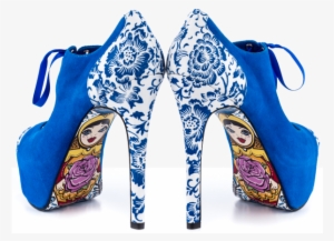 Royal Blue Lace Up Boots Matryoshka Doll Print Ankle - Taylorsays Nesta Black/beige Peep Toe Pumps #4169382