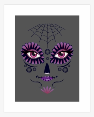 Sugar Skull Make Up Cartoon Face Art Print - Skull #4169910