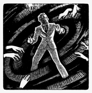 A Scared Man Wearing A Suit Stands In The Centre Of - Weird Music #4170021