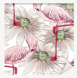 Fotomural Dibujo Vectorial De Un Flamenco Con Flores #4170211