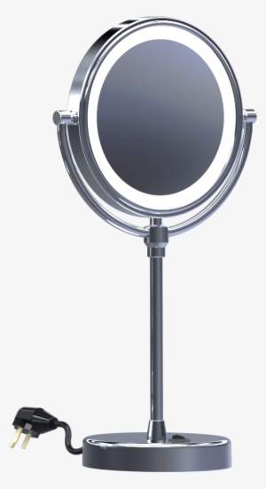This Round Table Mirror Has A 5x Magnifier On The Front - Mirror #4171619