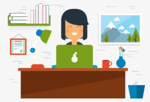 Try Deepcrawl - Happy Desk Worker Cartoon #4173145