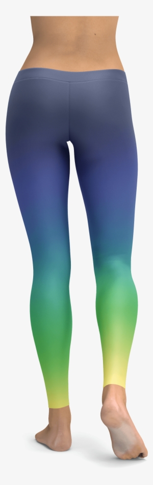 Blue Green Yellow Gradient Pattern Leggings Yoga Pants, - Rainbow Leggings #4173820