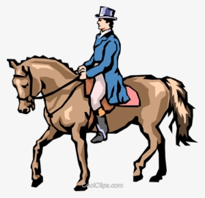 Man On Horseback Royalty Free Vector Clip Art Illustration - Man Riding Horse Clipart #4180713