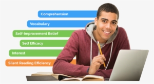 Male High School Student Seated At Desk, Smiling With - Student #4181169