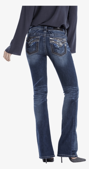 Miss Me Women's Signature Fit Blue Embroidery Pocket #4183749