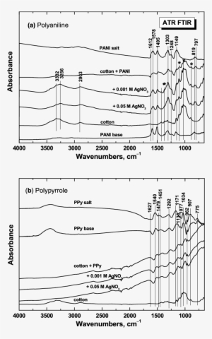 Atr Ftir Spectra Of Cotton Fabric Coated With A Polyaniline - Cotton #4184368