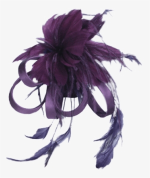 Deep Purple Feather & Satin Ribbon Hair Accent - Ribbon #4184820