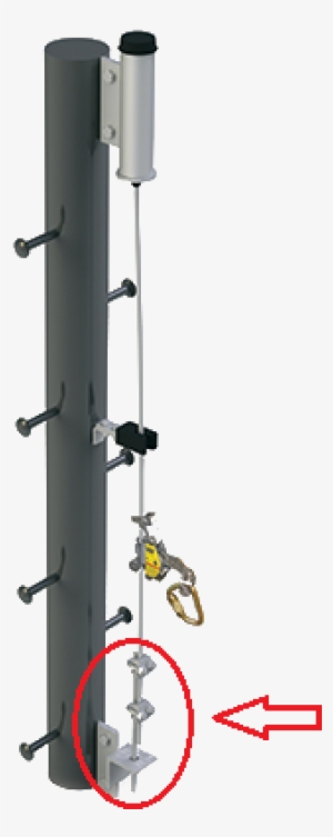 Highlighted Area For Dbi Bottom Bracket On Pole - Dbi Sala 6116224 Lad-saf Top Bracket #4184967