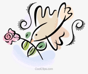 Dove With A Rose Royalty Free Vector Clip Art Illustration - Vector Graphics #4191725